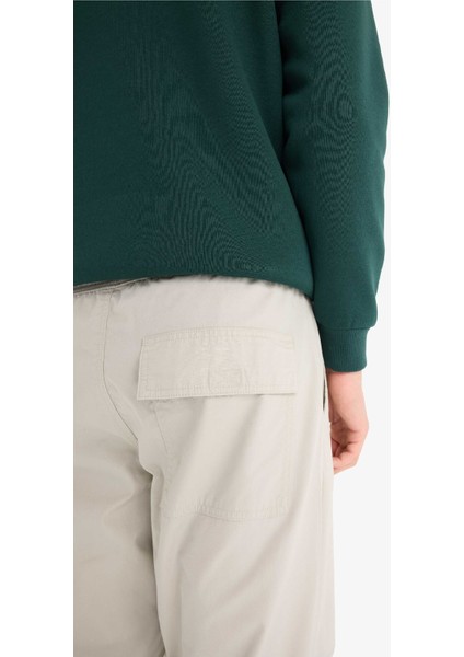 %100 Pamuk Wide Leg Beli Bağcıklı Lastikli Paraşüt Jogger Pantolon E8729AX25AU