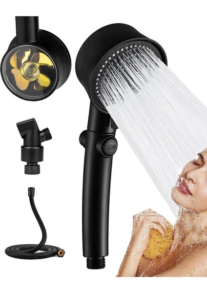 5 Fonksiyonlu Duş Başlığı ve Askı, 1,5m Siyah Örgülü Hortum, 3'lü Set fiyatları