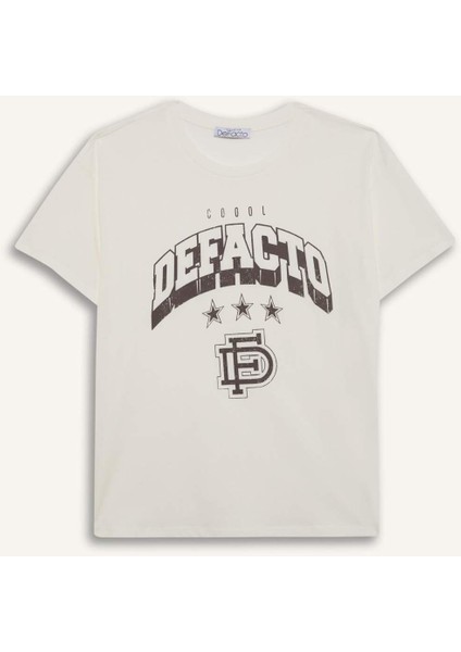 Regular Fit Bisiklet Yaka Baskılı Kısa Kollu Tişört F1208AX25SP