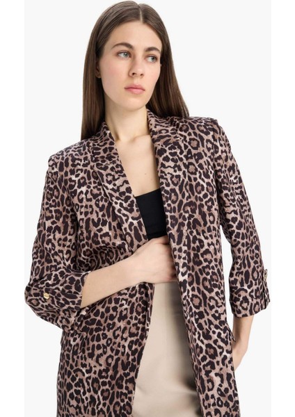 Relax Fit Leopar Desenli Blazer Ceket E1483AX25SM