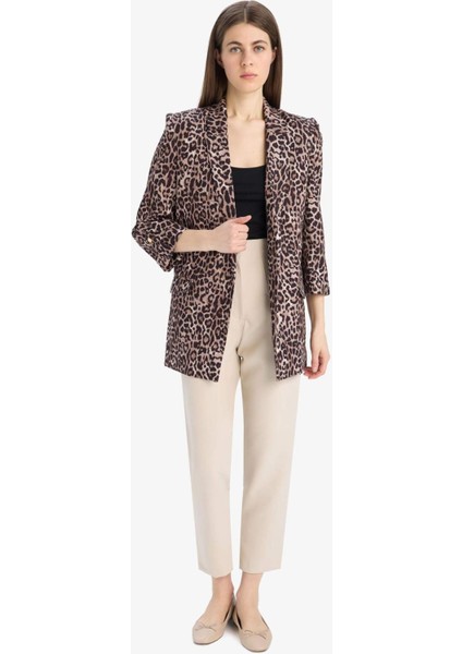 Relax Fit Leopar Desenli Blazer Ceket E1483AX25SM