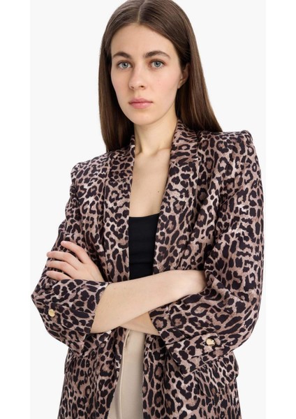Relax Fit Leopar Desenli Blazer Ceket E1483AX25SM