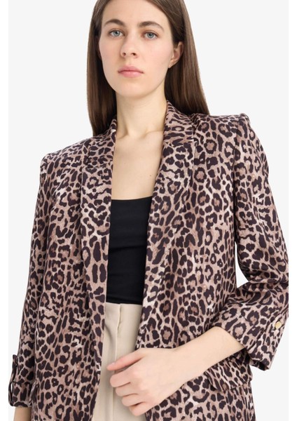 Relax Fit Leopar Desenli Blazer Ceket E1483AX25SM