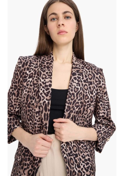 Relax Fit Leopar Desenli Blazer Ceket E1483AX25SM
