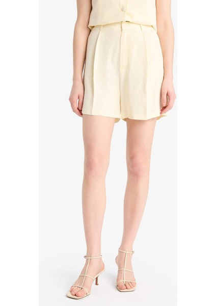 Yüksek Bel Keten Karışımlı Şort F0005AX25SM