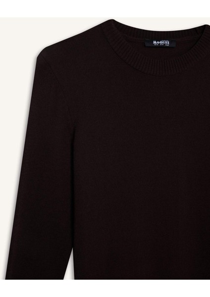 Regular Fit Bisiklet Yaka Yırtmaçlı Basic Düz Triko Kazak Tunik H3431AZ25WN