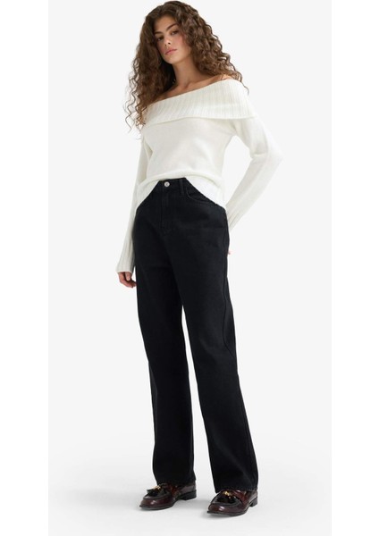Straight Fit Yüksek Bel Uzun Jean Pantolon