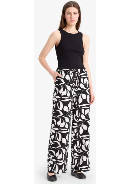 Wide Leg Poplin Kumaş Palazzo Pantolon Yüksek Bel Uzun Boy Geniş Paça E9907AX25SM