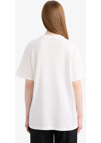 Regular Fit Taş İşleme Detaylı Bisiklet Yaka Kısa Kollu Tunik F1801AX25SM