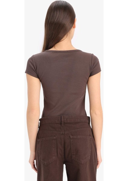 Yuvarlak Yaka Fitilli Kaşkorse Kısa Kollu Çıtçıtlı Body F1755AX25SM