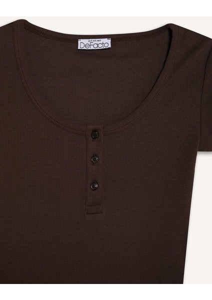 Yuvarlak Yaka Fitilli Kaşkorse Kısa Kollu Çıtçıtlı Body F1755AX25SM