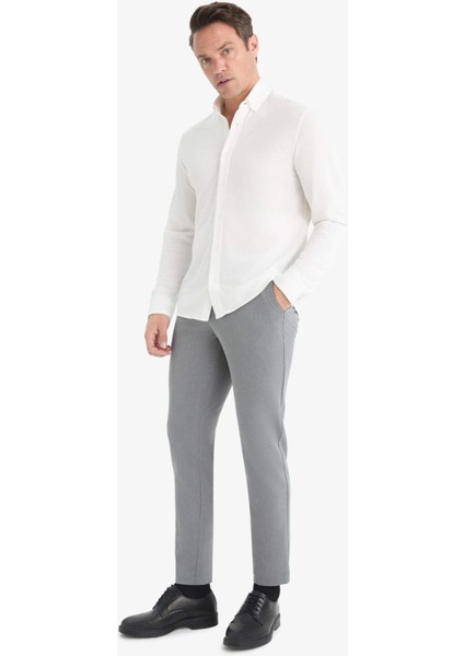 Tailored Fit Düz Paça Her Yöne Esneyen Yumuşak Tuşe Cepli Pantolon C7508AX25AU