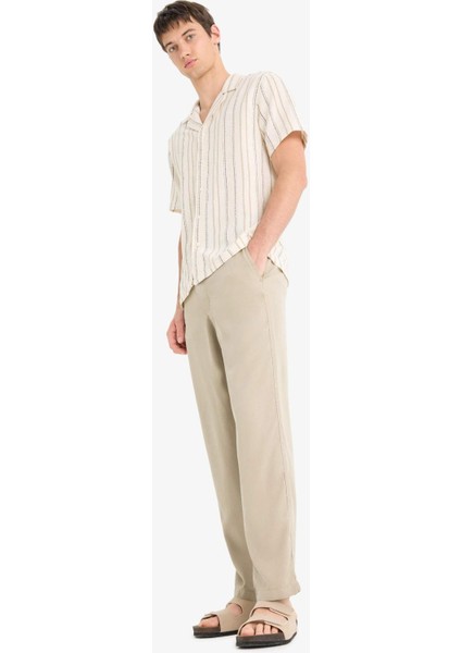 Bol Rahat Kesim Wide Leg Üç Cepli Geniş Paça Yazlık Tensel Pantolon F1162AX25SM