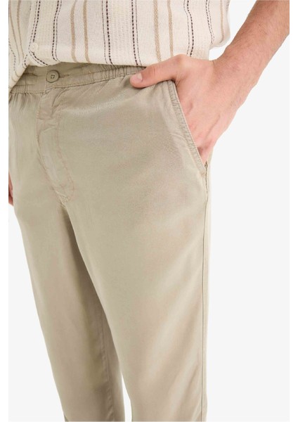 Bol Rahat Kesim Wide Leg Üç Cepli Geniş Paça Yazlık Tensel Pantolon F1162AX25SM