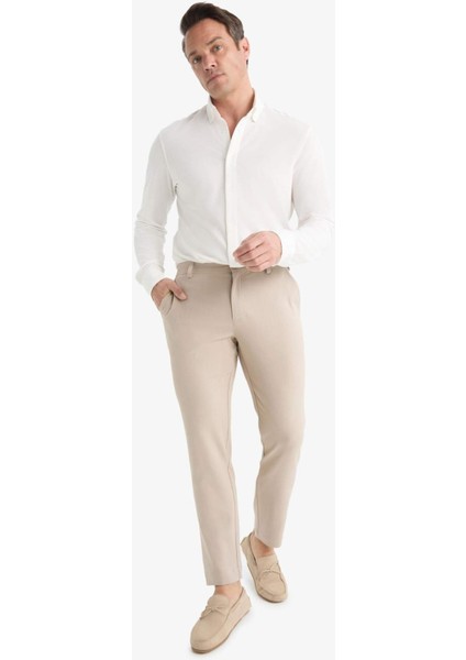 Tailored Fit Düz Paça Her Yöne Esneyen Yumuşak Tuşe Cepli Pantolon C7508AX25AU