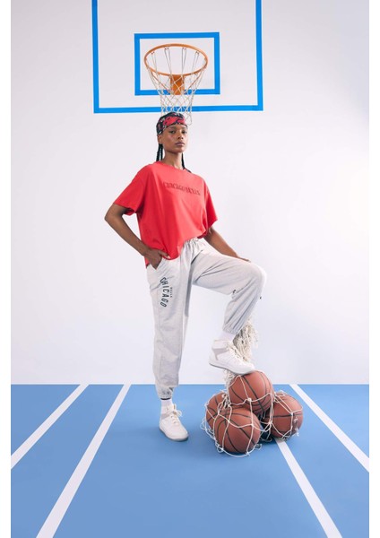 Fit NBA Chicago Bulls Jogger Çift Cepli Jogger Paça Standart Boy Eşofman Altı B9998AX25SM