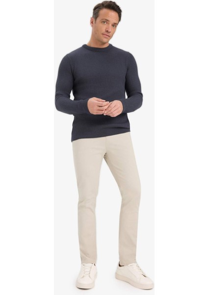 Standart Fit Normal Kesim Bisiklet Yaka Dokulu Triko Kazak C8814AX25WN