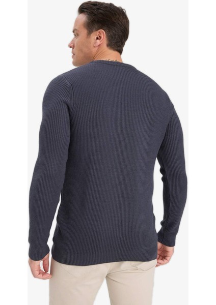 Standart Fit Normal Kesim Bisiklet Yaka Dokulu Triko Kazak C8814AX25WN