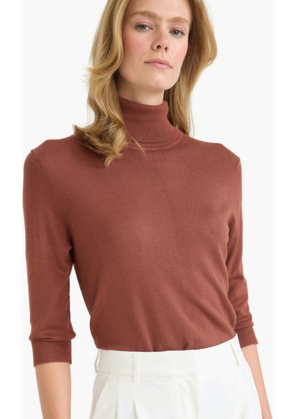 Regular Fit Balıkçı Yaka Yarım Kol Basic Düz Triko Kazak U8280AZ25AU