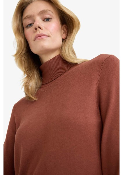 Regular Fit Balıkçı Yaka Yarım Kol Basic Düz Triko Kazak U8280AZ25AU