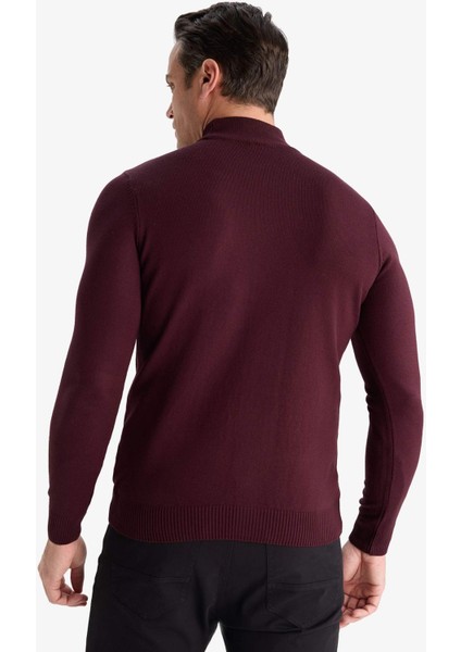 Slim Fit Dar Kesim Balıkçı Yaka Basic Düz Triko Kazak R1127AZ25WN