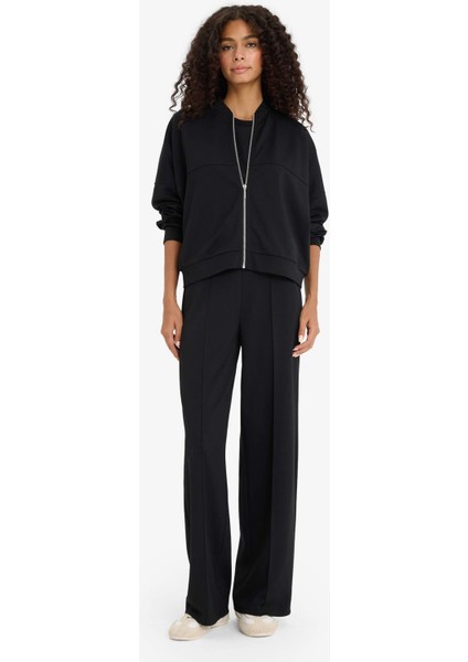 Kolej Yaka Fermuarlı Yumuşak Dokulu Modal Bomber Hırka F1025AX25AU