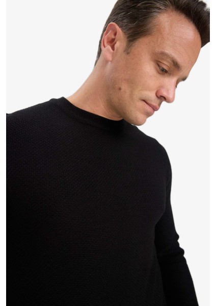 Standart Fit Bisiklet Yaka Basic Dokulu Triko Kazak F1777AX25AU