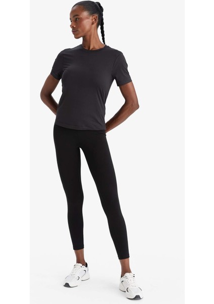 Fit Yüksek Bel Beli Saran Pamuklu Basic Düz Sporcu Tayt Z6327AZ25AU