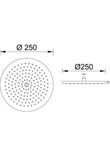 Oval Metal Duş Başlığı, Siyah Renk, Ø25 Cm, Tavandan Montaj, Şık Tasarım modelleri