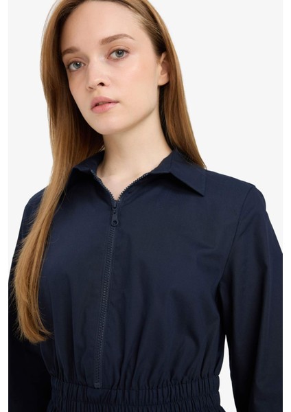 Regular Fit Gömlek Yaka Poplin Uzun Kollu Elbise F0322AX25AU