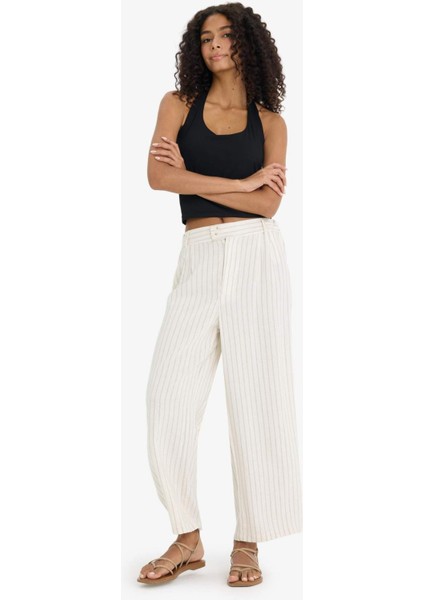 Culotte Yüksek Bel Geniş Paça Pensli Keten Karışımlı Pantolon F1855AX25SP