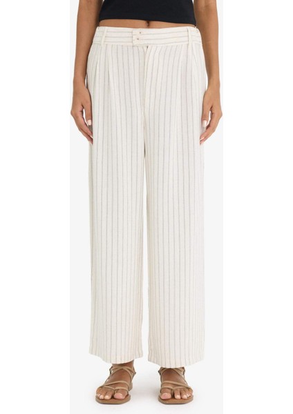 Culotte Yüksek Bel Geniş Paça Pensli Keten Karışımlı Pantolon F1855AX25SP