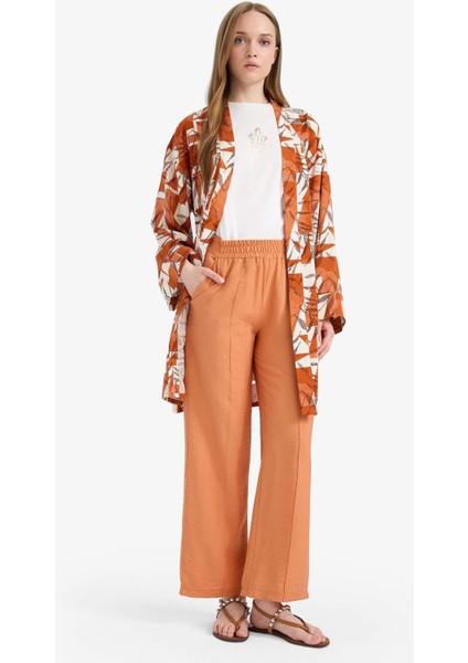 Regular Fit Beli Lastikli Cepli Düz Paça Pantolon F0984AX25SM