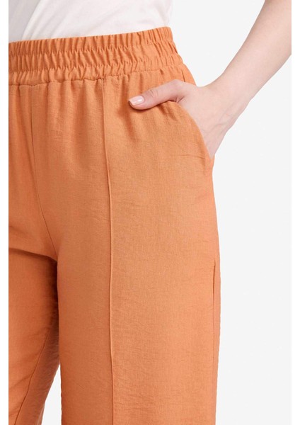 Regular Fit Beli Lastikli Cepli Düz Paça Pantolon F0984AX25SM