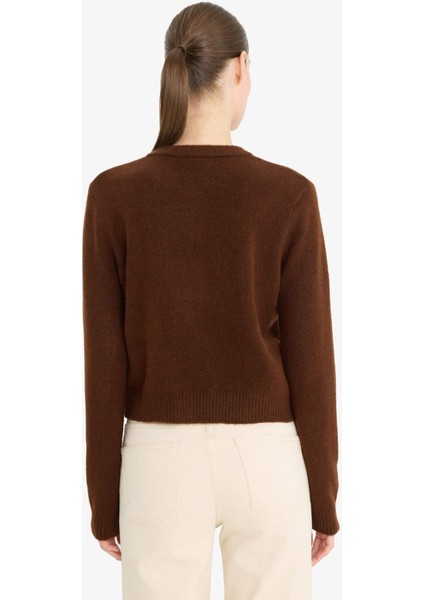 Regular Fit Bisiklet Yaka Basic Düz Düğmeli Soft Touch Yumuşak Triko Hırka