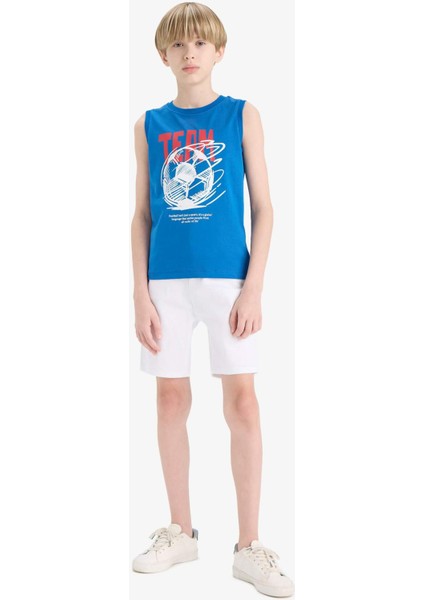 Erkek Çocuk Bisiklet Yaka Baskılı Atlet F0687A825HS