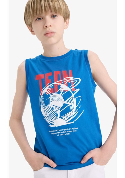 Erkek Çocuk Bisiklet Yaka Baskılı Atlet F0687A825HS