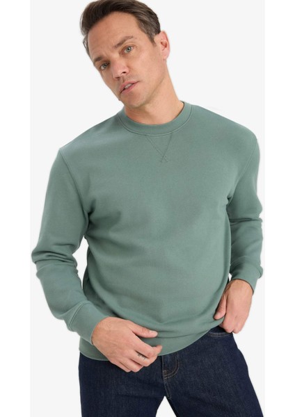 %100 Pamuk Regular Fit Bisiklet Yaka Sweatshirt E8339AX25AU