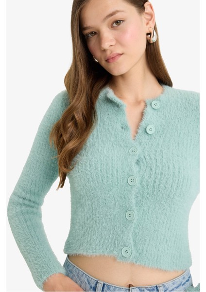 Coool Slim Fit Dar Kesim Bisiklet Yaka Triko Hırka Z9318AZ25WN