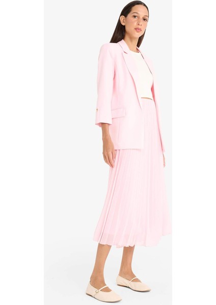 A Kesim Normal Bel Pileli Şifon Midi Etek F1524AX25SP