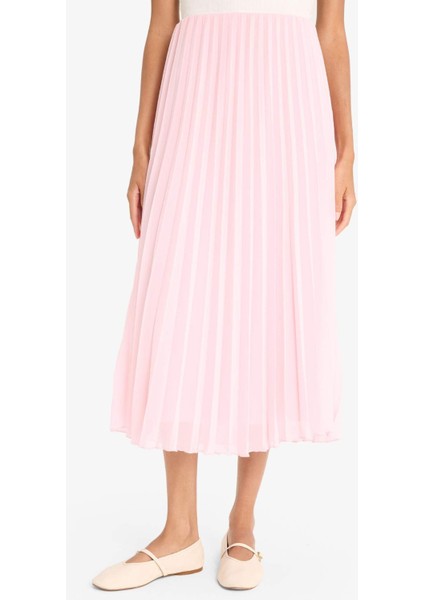 A Kesim Normal Bel Pileli Şifon Midi Etek F1524AX25SP