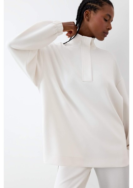 Fit Long Fit Dik Yaka Fermuarlı Modal Sweatshirt D1457AX25AU