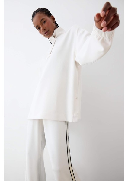 Fit Long Fit Dik Yaka Fermuarlı Modal Sweatshirt D1457AX25AU