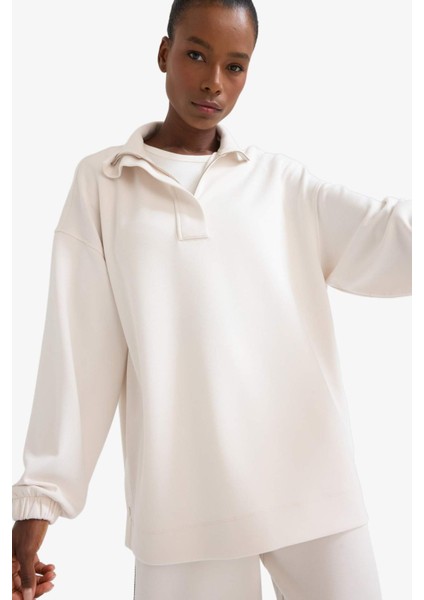 Fit Long Fit Dik Yaka Fermuarlı Modal Sweatshirt D1457AX25AU