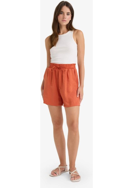 Yüksek Beli Lastikli Düz Paça Şort F0487AX25SM