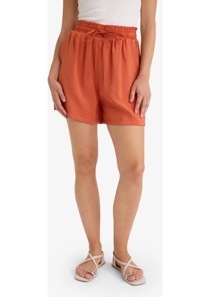 Yüksek Beli Lastikli Düz Paça Şort F0487AX25SM