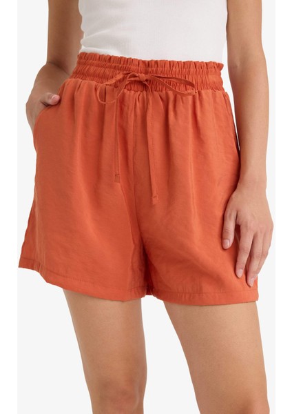 Yüksek Beli Lastikli Düz Paça Şort F0487AX25SM