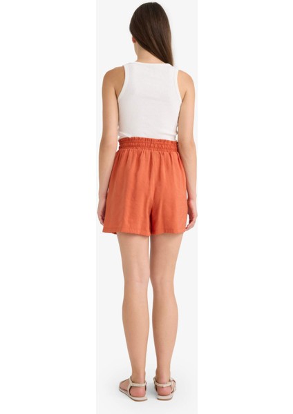 Yüksek Beli Lastikli Düz Paça Şort F0487AX25SM