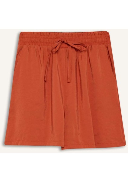 Yüksek Beli Lastikli Düz Paça Şort F0487AX25SM