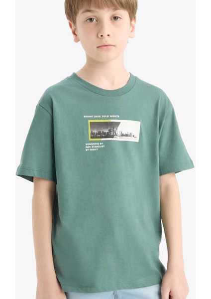 Erkek Çocuk Bisiklet Yaka Baskılı Kısa Kollu Tişört F1026A825SM
